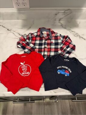 Gymboree Toddler Plaid Button-Up with Children’s Place Red and Navy Fall Onesies